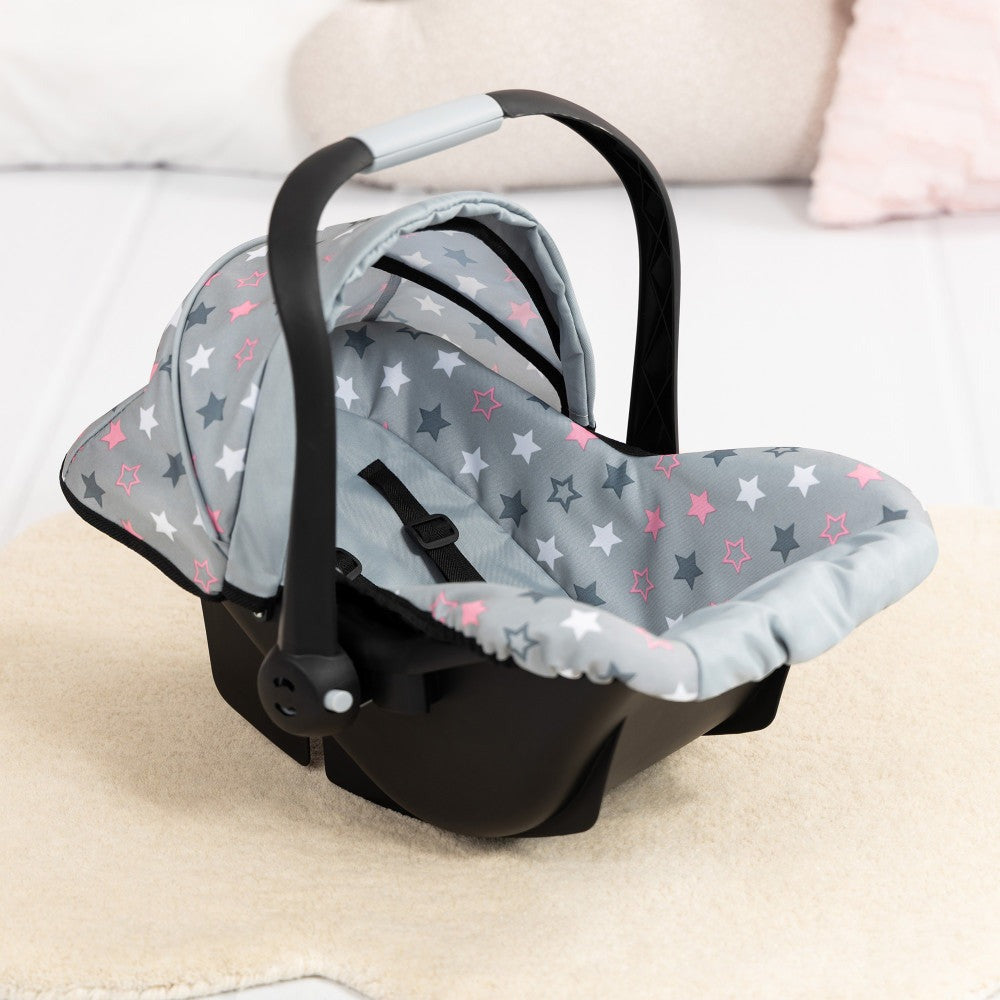 Bayer Design Deluxe Doll Car Seat, Grey with Pink Stars for 18" Dolls