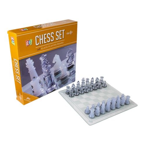 Elegant Plastic Chess Set with Sophisticated Glass Chessboard