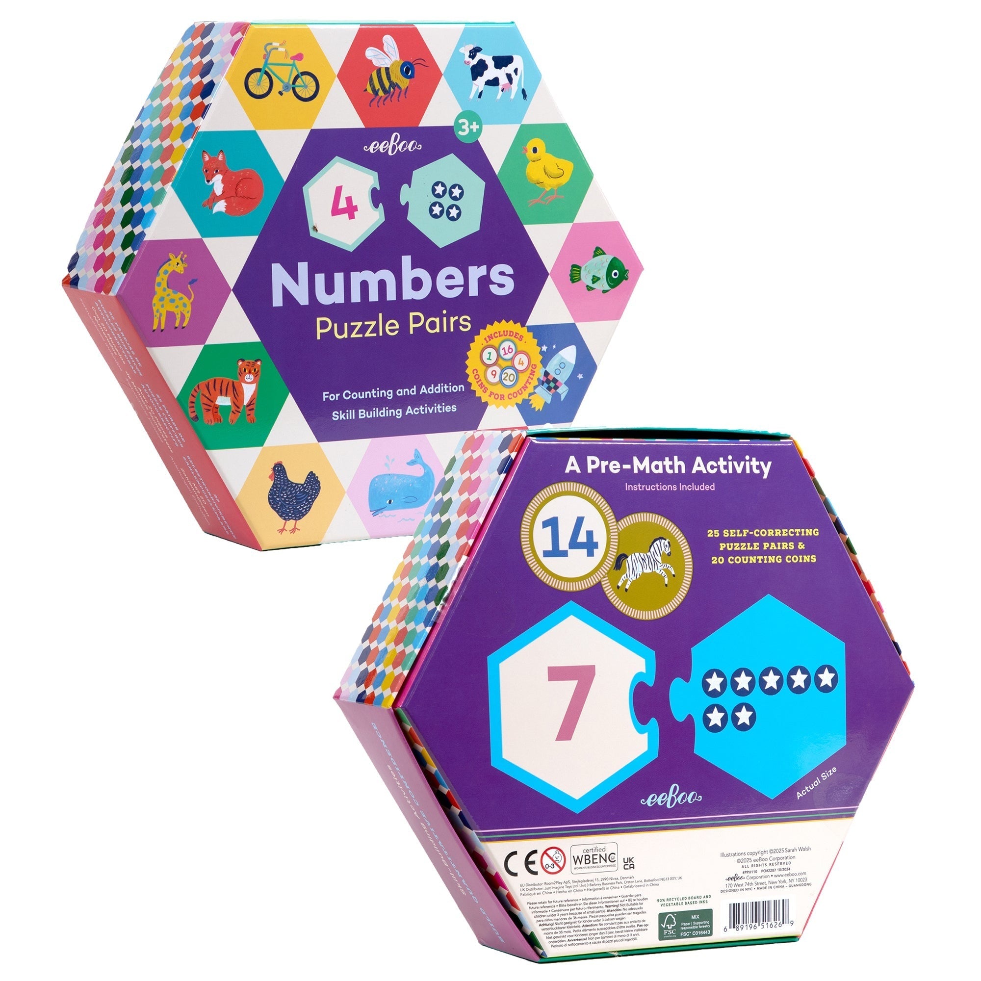 Hexagon Puzzle Pairs: Numbers - 25 pc