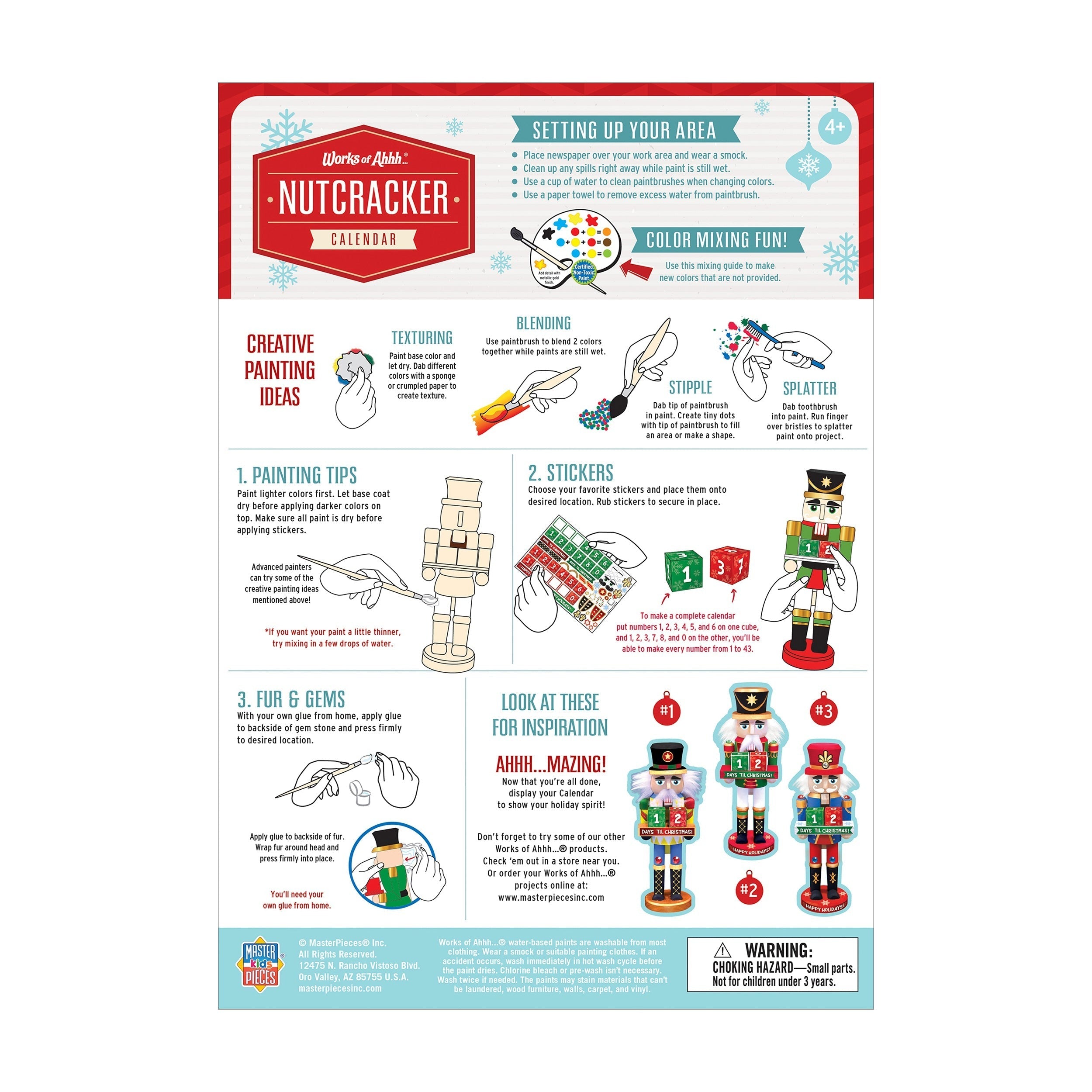 Works of Ahhh Nutcracker Calendar Wood Paint Set - Holiday Craft Kit