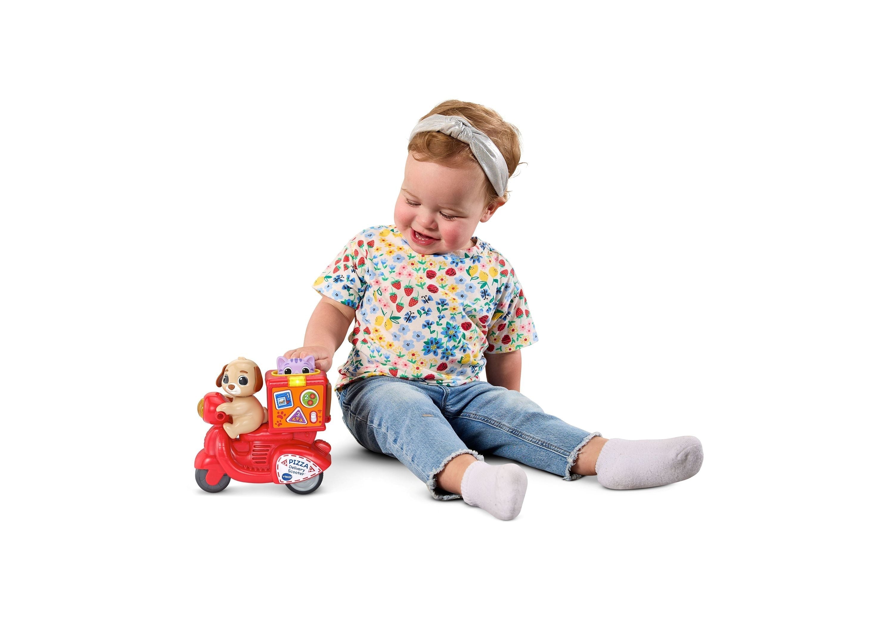 VTech Press & Roll Pizza Scooter Numbers, Shapes & Colors Learning Toy