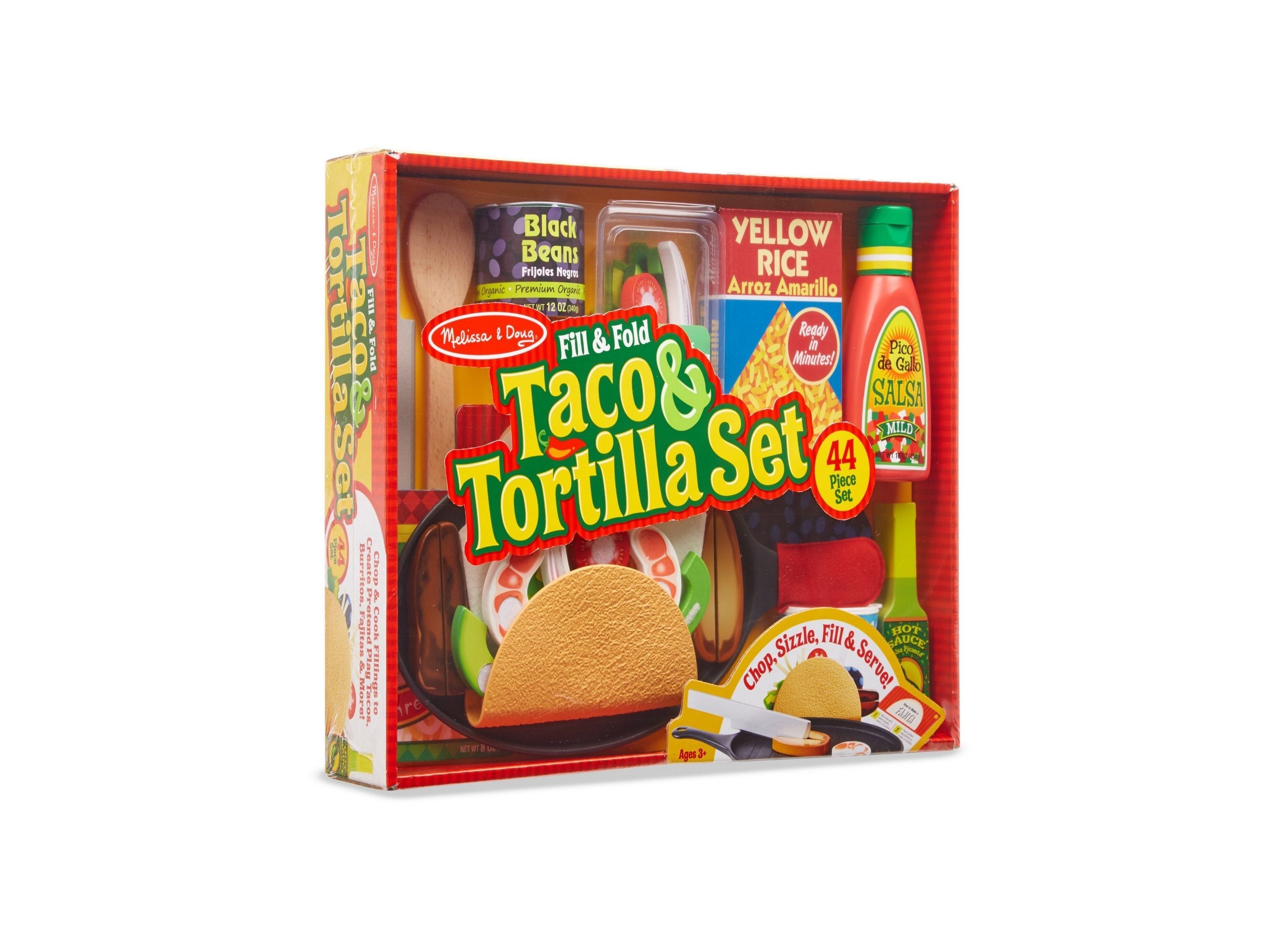 Melissa & Doug Fill & Fold Taco & Tortilla Set - 43-Piece Play Food Set