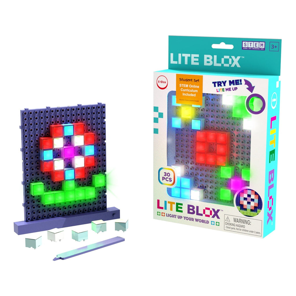 E-Blox Lite Blox Student Set 30-Piece LED Building Blocks With Power Board
