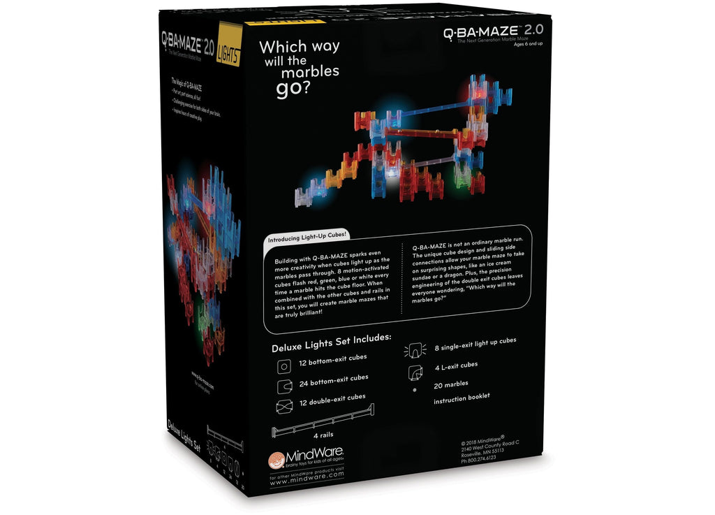 MindWare Q-BA-MAZE 2.0 Deluxe Lights Set - Interactive Marble Maze