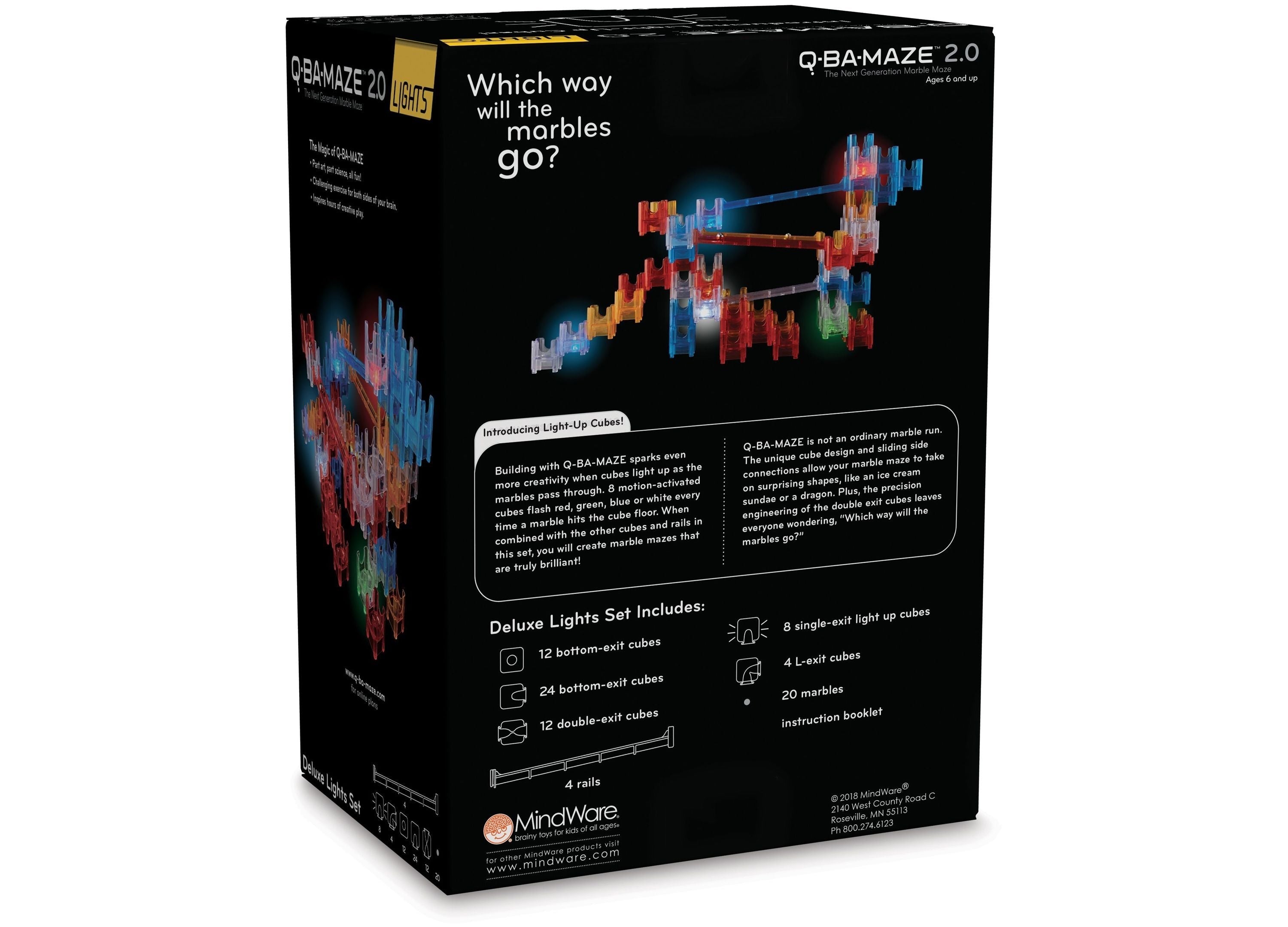 MindWare Q-BA-MAZE 2.0 Deluxe Lights Set - Interactive Marble Maze
