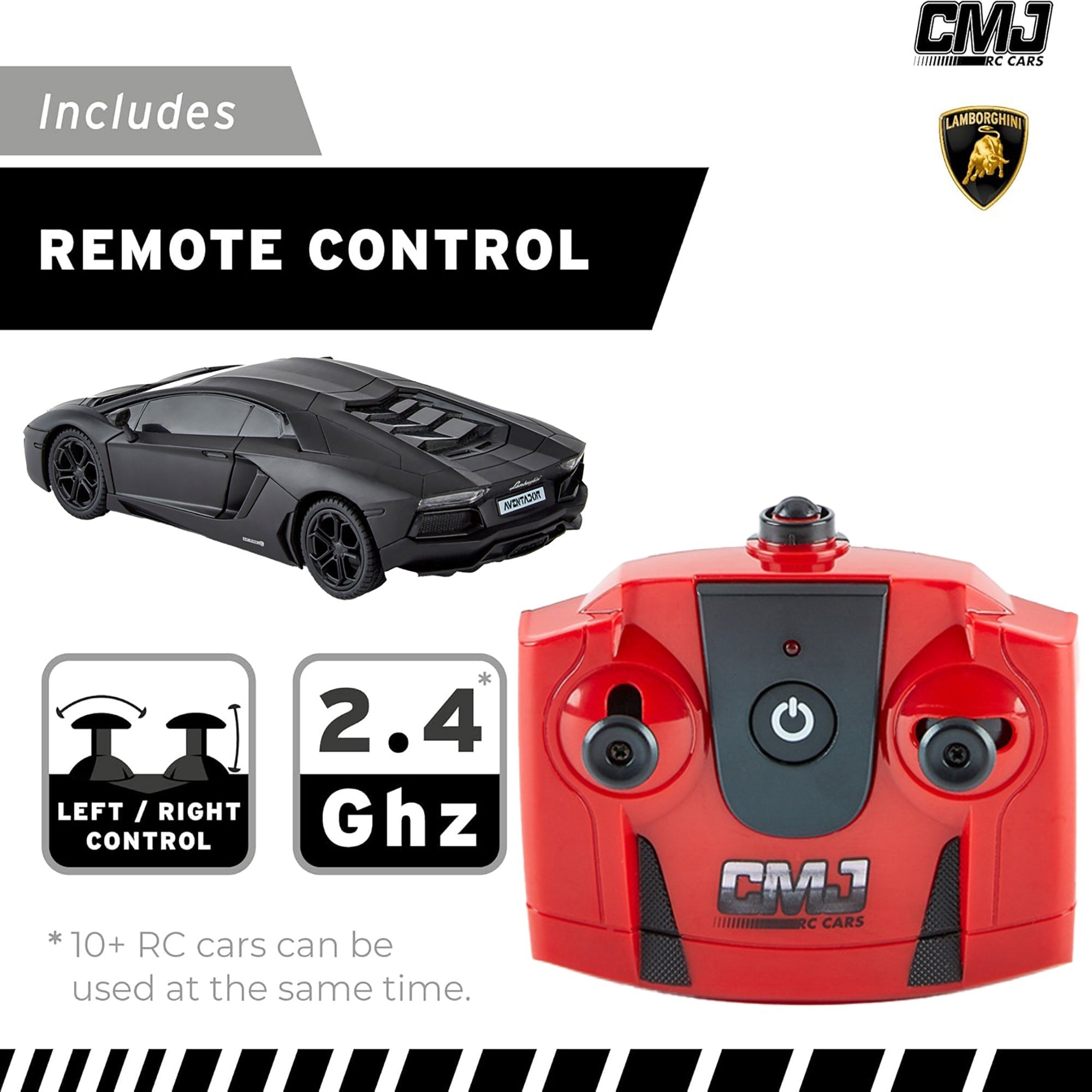 CMJ RC Cars: Lamborghini Aventador LP700-4 - Black - 1:24 Scale, 2.4GHz, LED Headlights