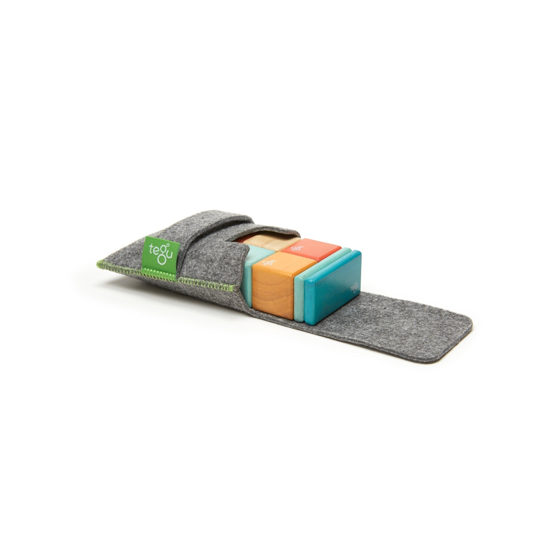 Tegu Magnetic Wooden Blocks, 8-Piece Pocket Pouch - Sunset