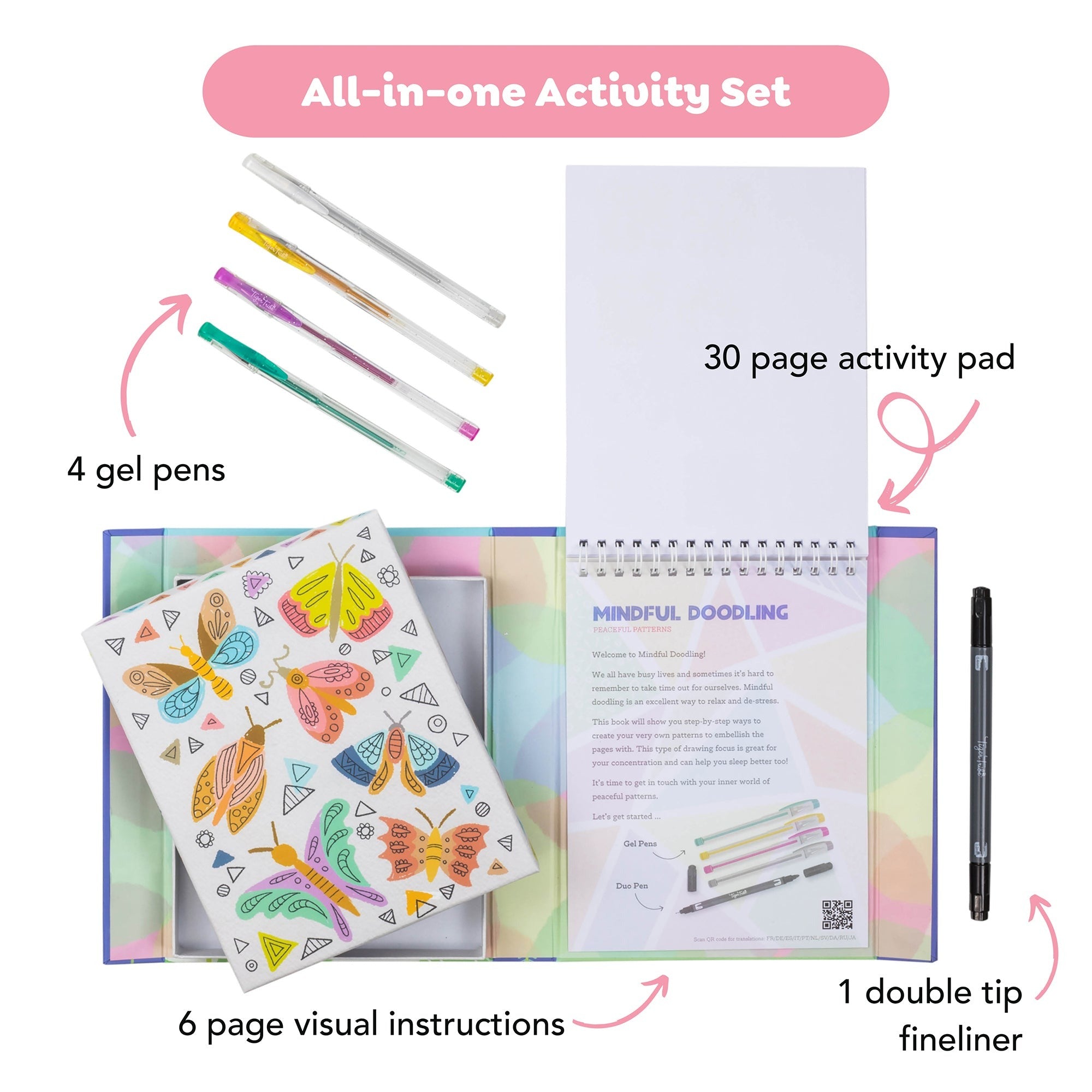 Tiger Tribe Mindful Doodling Peaceful Patterns Activity Kit with Gel Pens