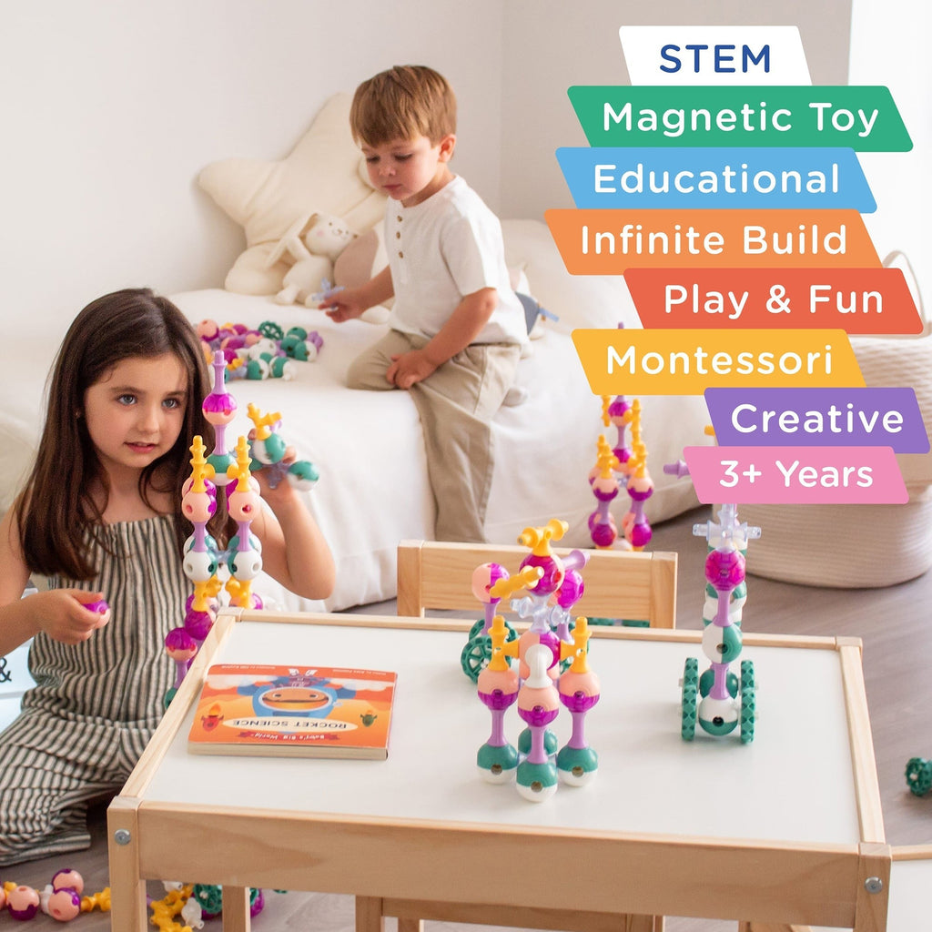 KUB Planet Cosmic Soft 55-Piece Magnetic Building Set - STEM Construction Toy