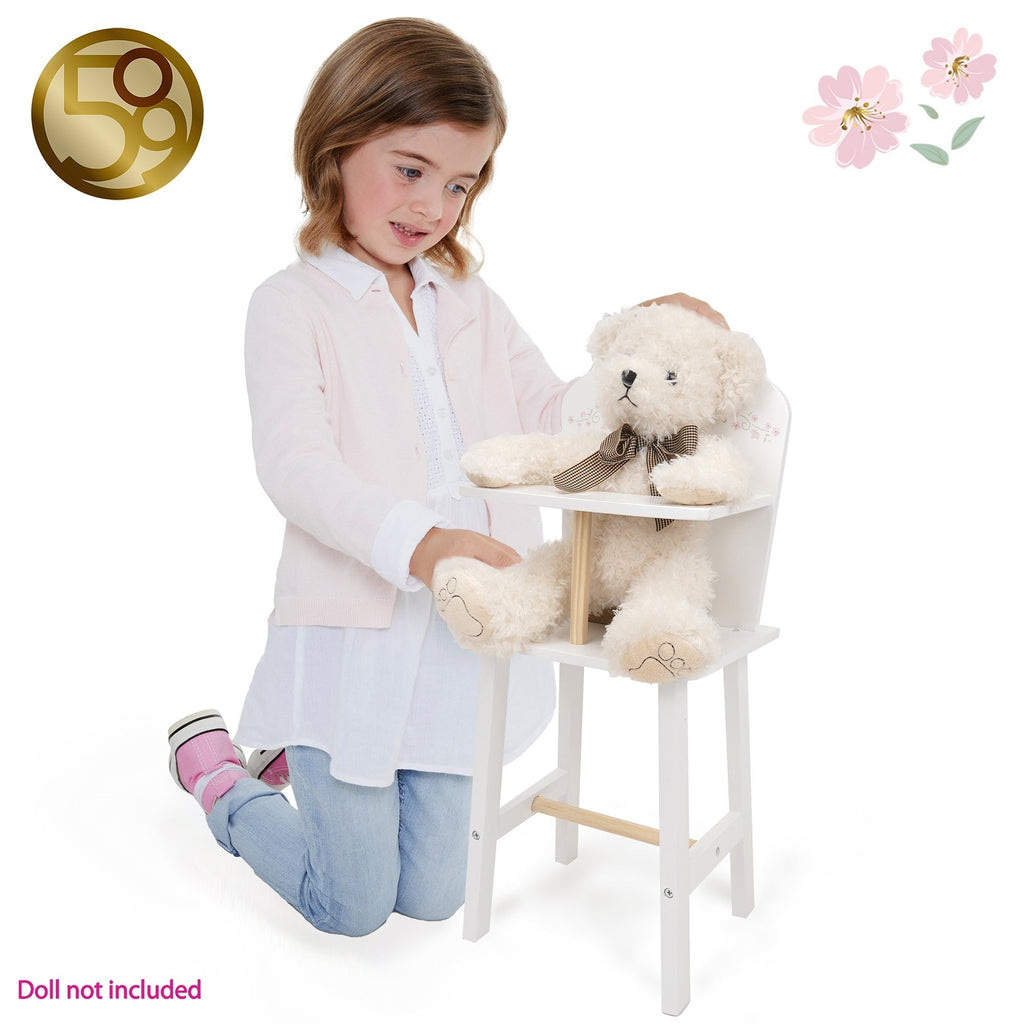 Little Flora Wooden Doll Highchair & Feeding Station