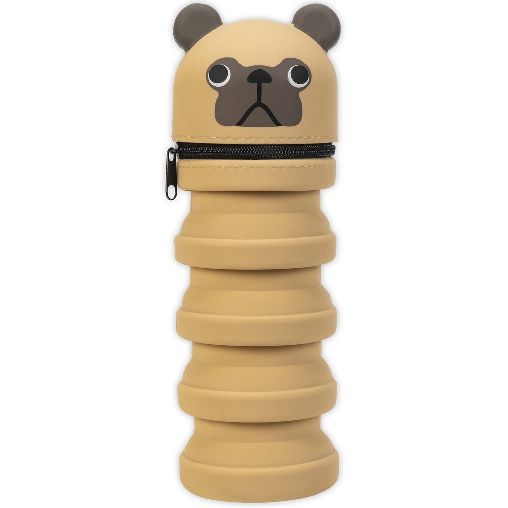Retractable Pug Pencil Case With Silicone Design