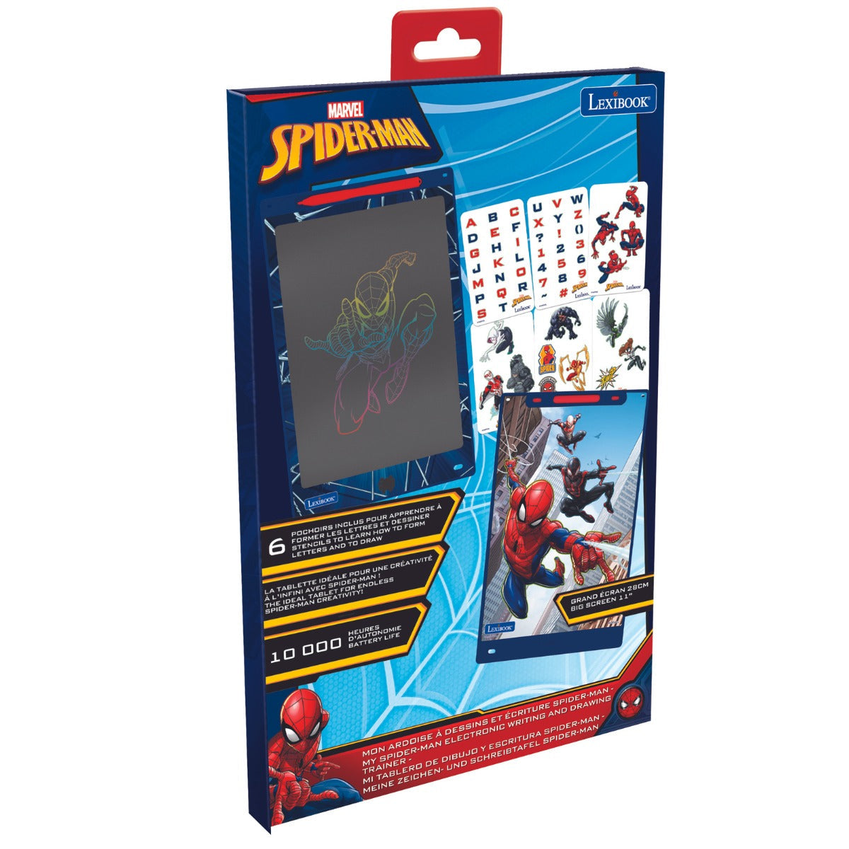 SpiderMan 11’’ multicolor learning drawing E-ink tablet with stencils