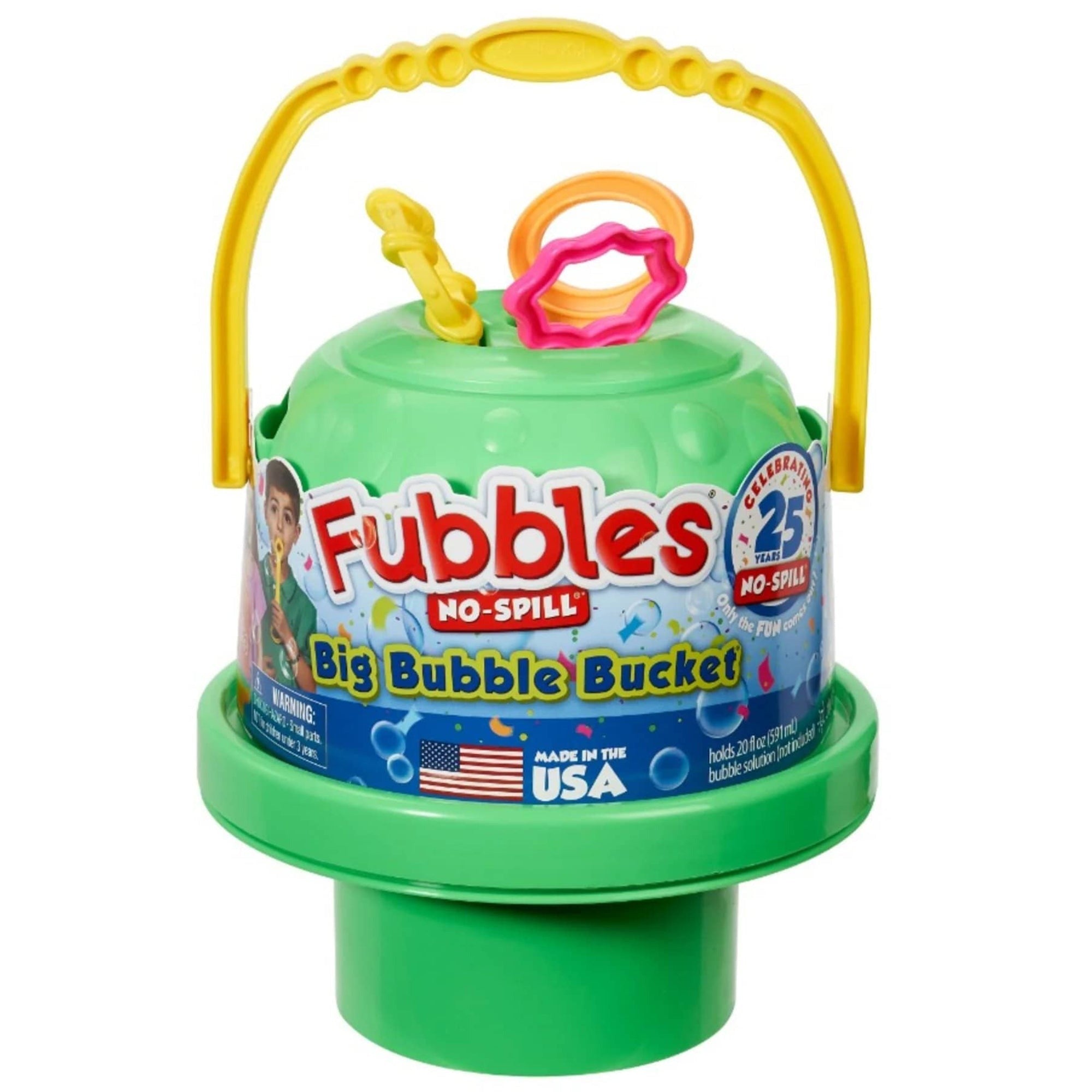 Little Kids Fubbles No-Spill Big Bubble Bucket With 3 Wands