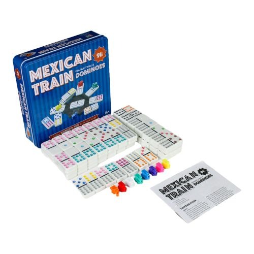 Mexican Train Dominoes Deluxe Set in Tin with Electronic Sounder