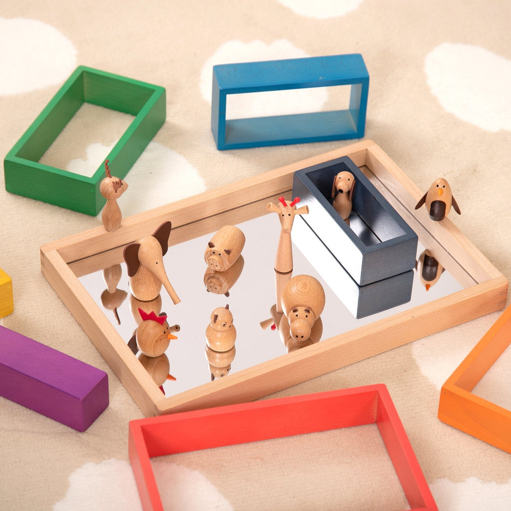 TickiT Small Wooden Mirror Tray - Reflective Learning Adventure