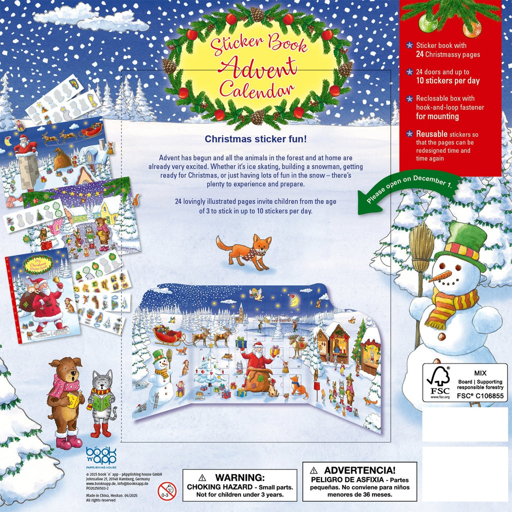 Book 'N' App Santa Sticker Book Advent Calendar - 250+ Stickers, 24-Door Display Stand