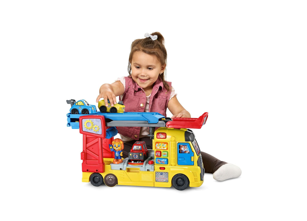 VTech 3-in-1 Race & Repair Hauler Interactive Learning Vehicle Playset