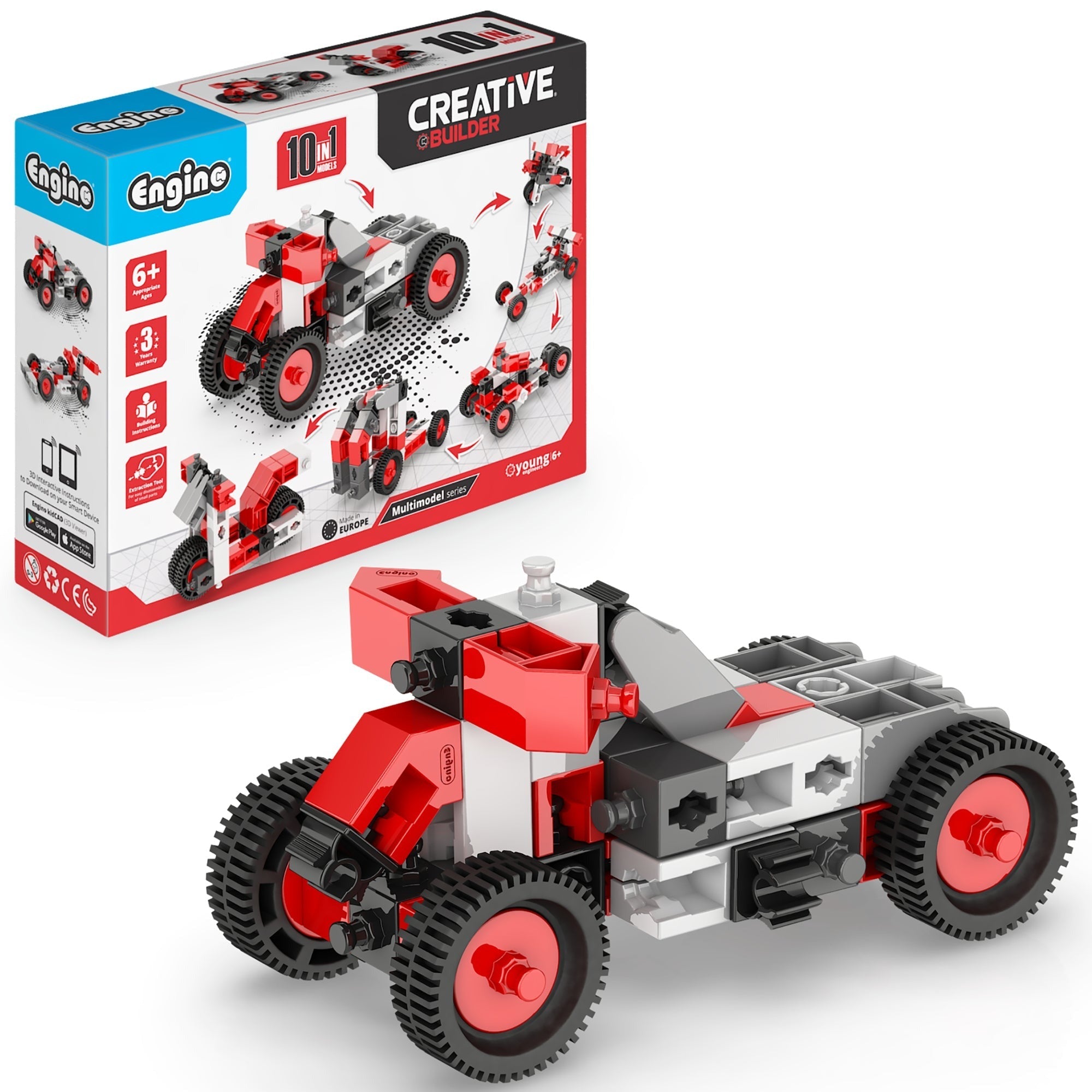 Engino Creative Builder 10-In-1 Vehicles Set - 50 Pieces, Ages 6+