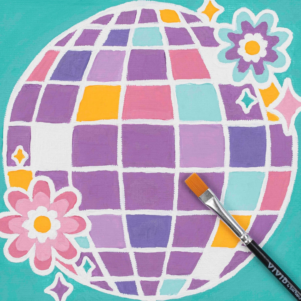 Mini Paint By Number Disco Ball 6-Inch Canvas Kit