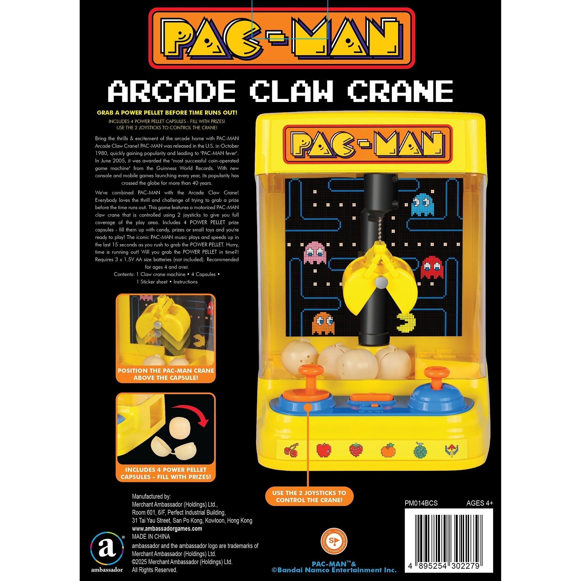 Pac-Man Tabletop Claw Crane Arcade Game With Lights And Sound