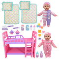 Little Darlings 12" - Twin Dolls Bedtime Fun Set 29pc - Pink, Purple, Green - Playset for Kids Ages 2+