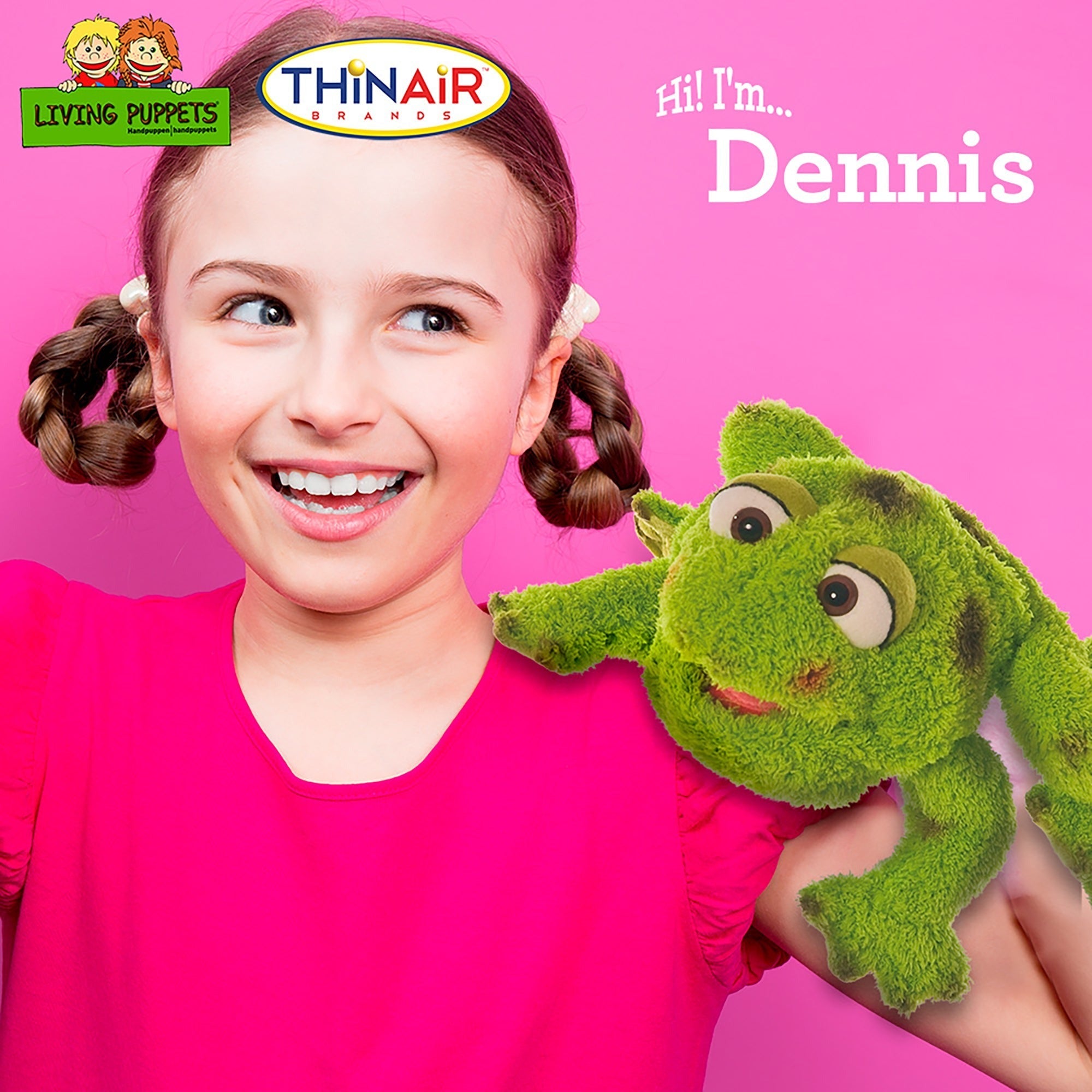 Living Puppets Dennis The Green Frog - 10" Plush Hand Puppet
