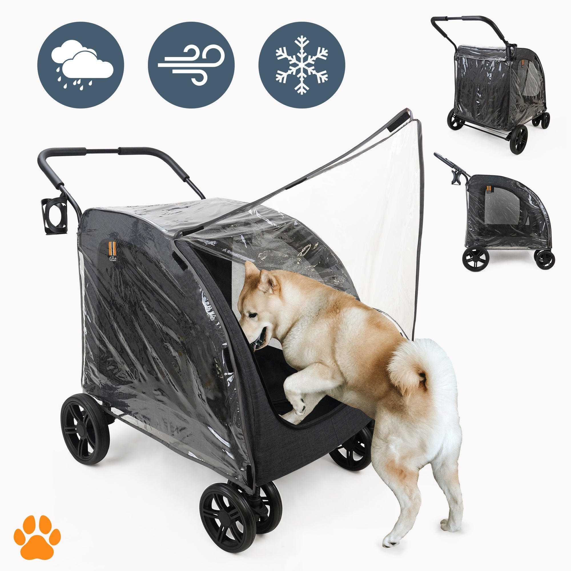 My Duque Chester Pet Stroller with Raincover - Large Dogs Up to 110 lbs