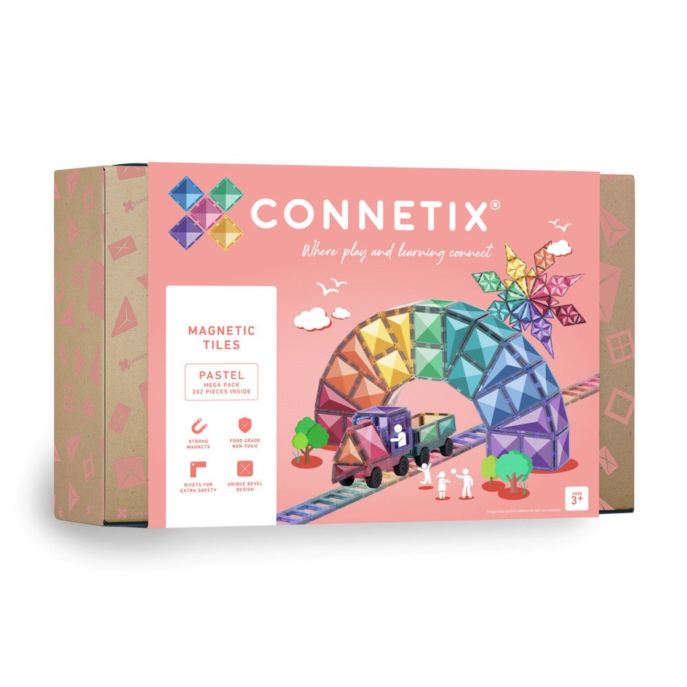 Connetix Pastel Mega Pack Magnetic Tiles, 202-Piece Set