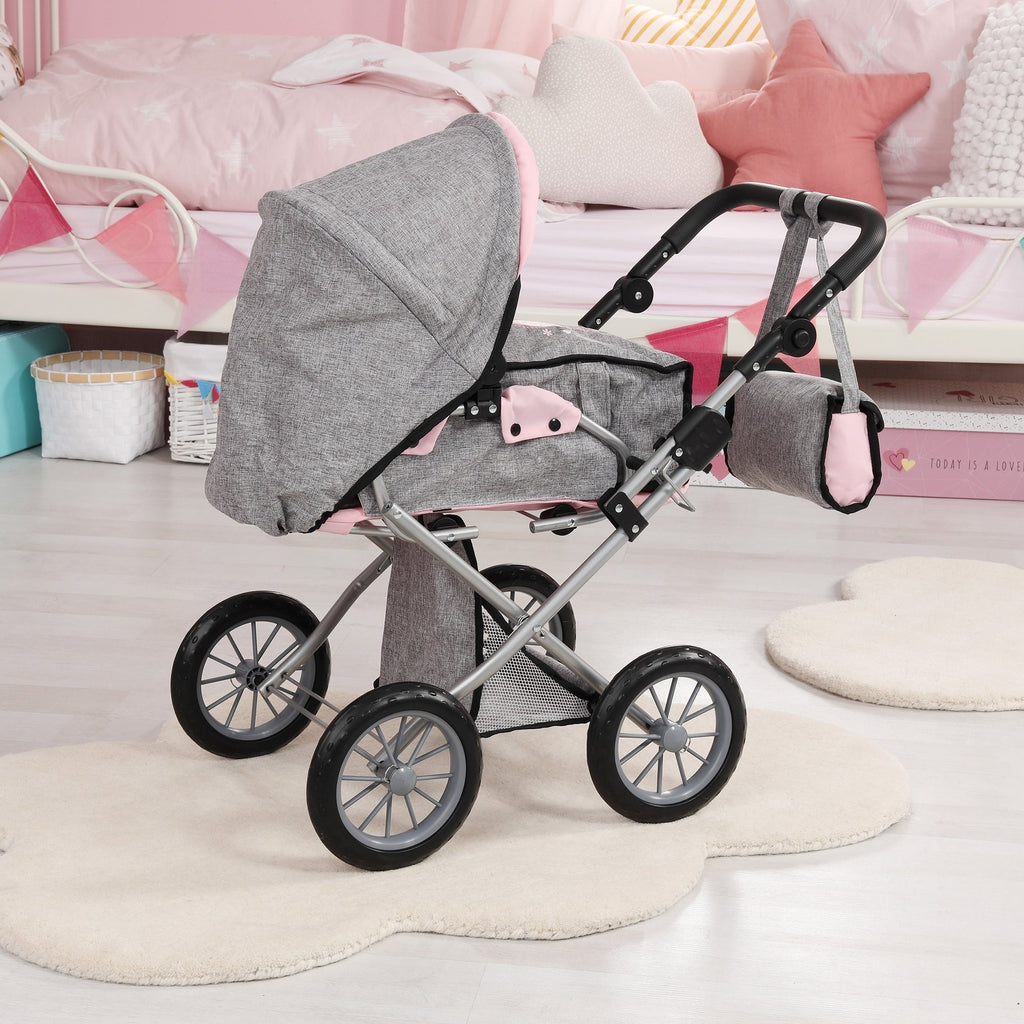 Bayer Design City Star Doll Pram, Convertible Stroller for Dolls Up to 18 Inches