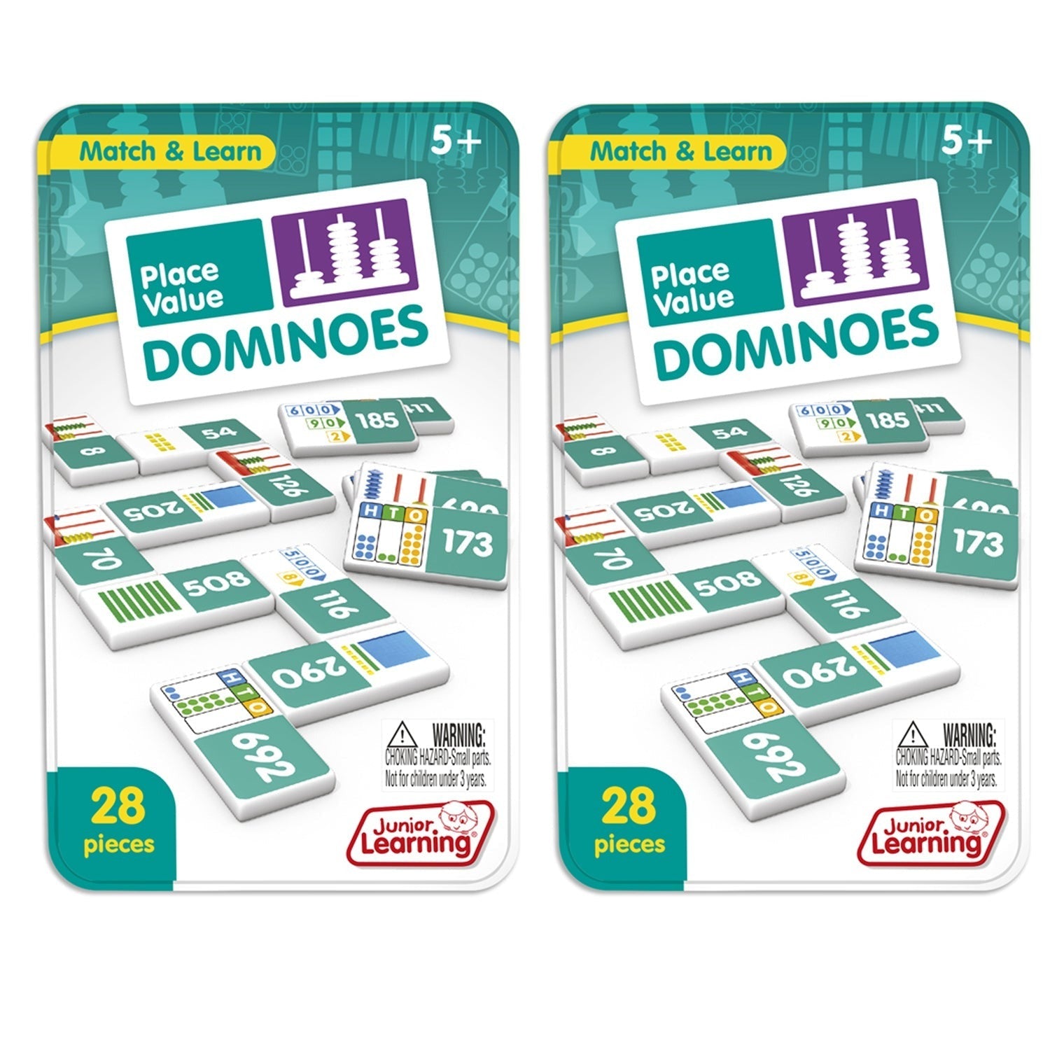 Junior Learning Place Value Dominoes - Educational Math Game - 2-Pack Set