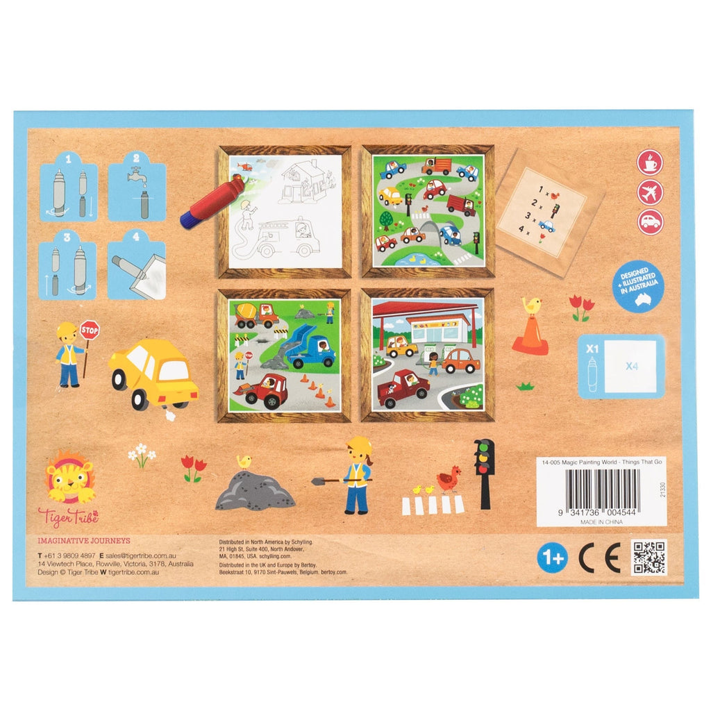 Tiger Tribe Magic Water Painting World - Things That Go - Reusable Coloring Cards