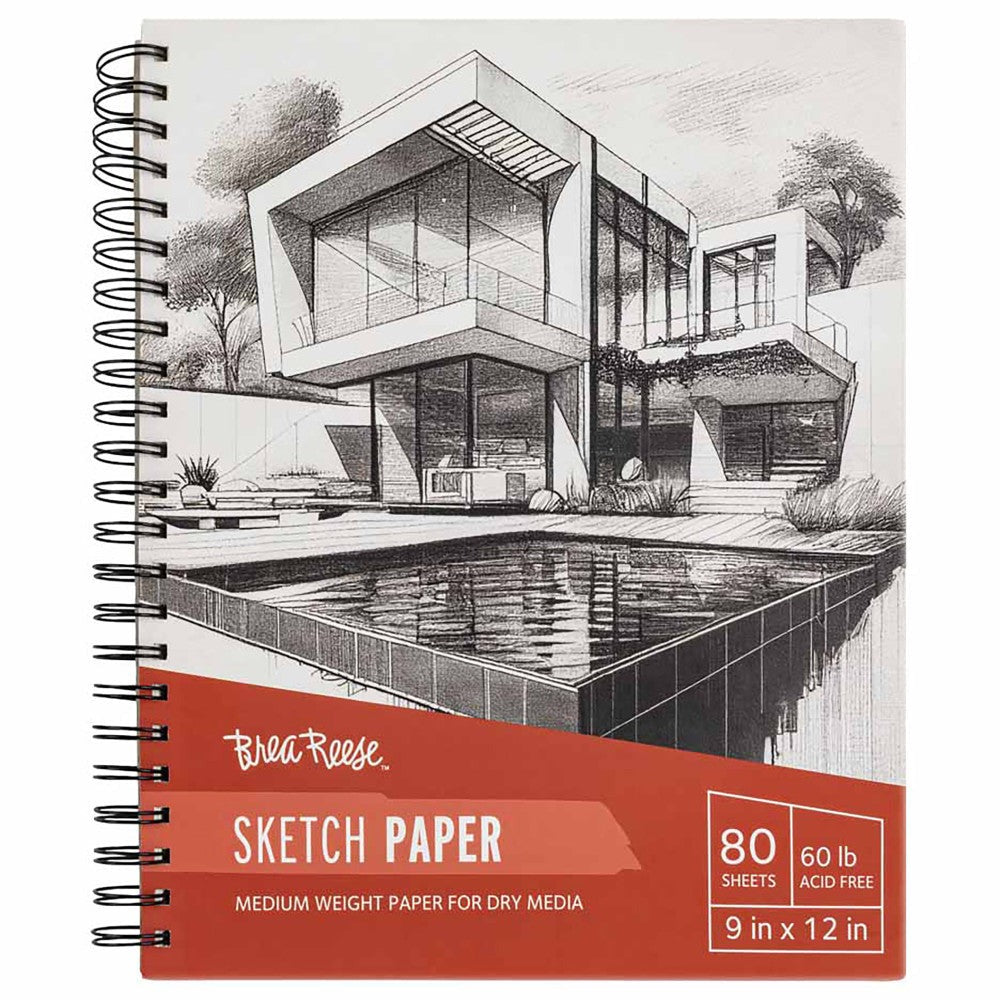 Brea Reese Spiral-Bound Sketch Pad, 80 Sheets 9x12 Inch, 60 lb Acid-Free Paper