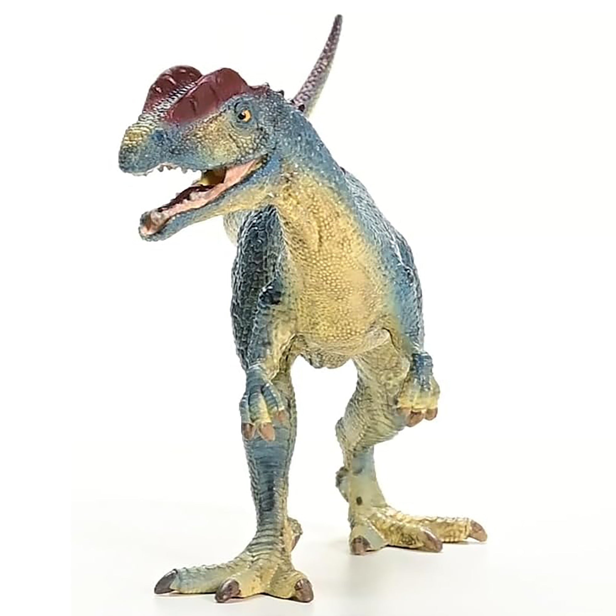 Schleich DINOSAURS 9" Dilophosaurus Figurine with Movable Jaw, Red-Blue