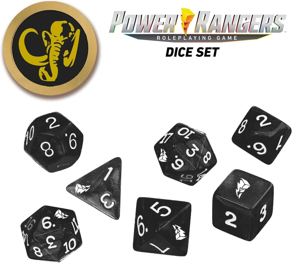 Power Rangers Roleplaying Game Black Ranger 8-Piece Custom Dice Set With Power Coin