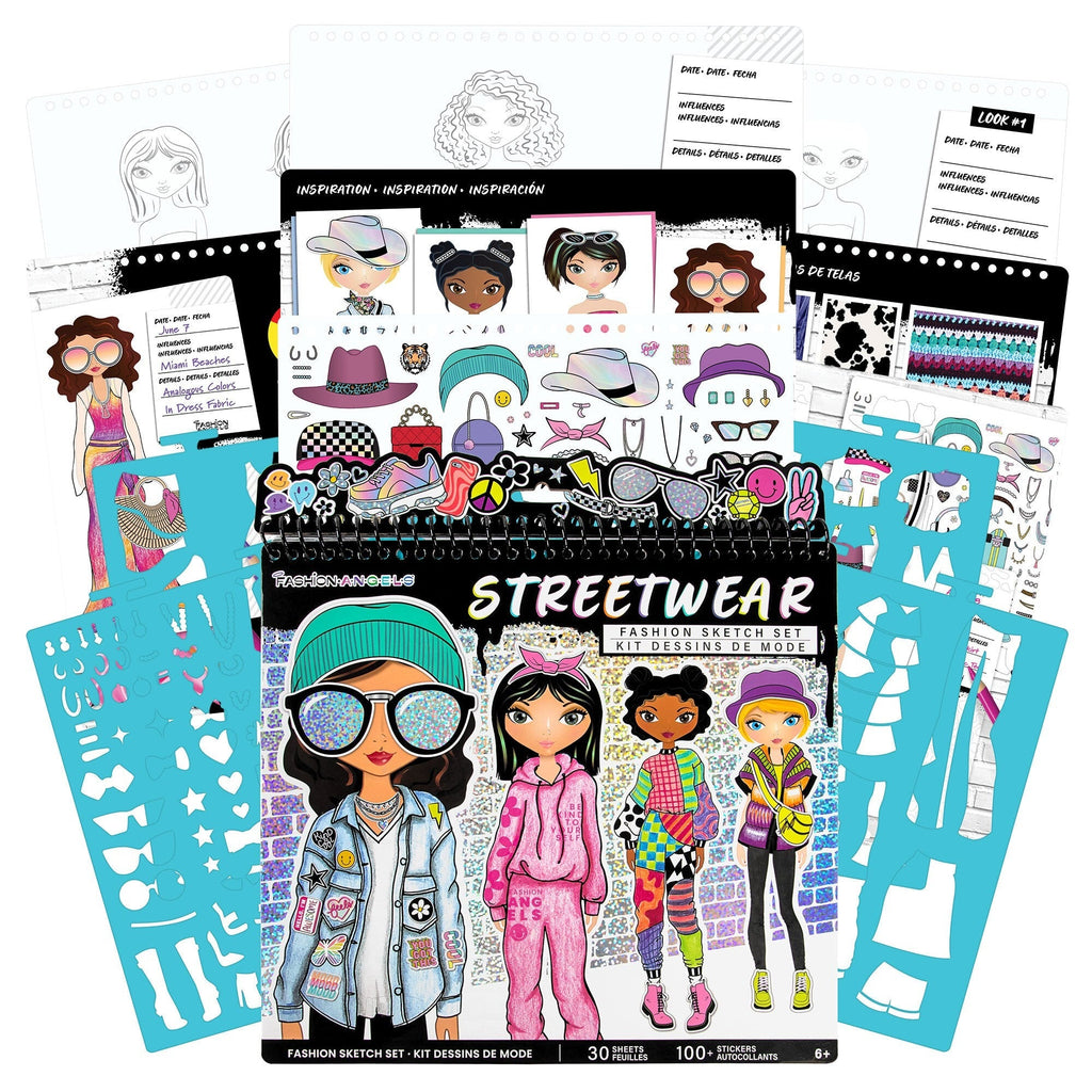 Fashion Angels Streetwear Sketch Portfolio With 30 Sheets And Stencils