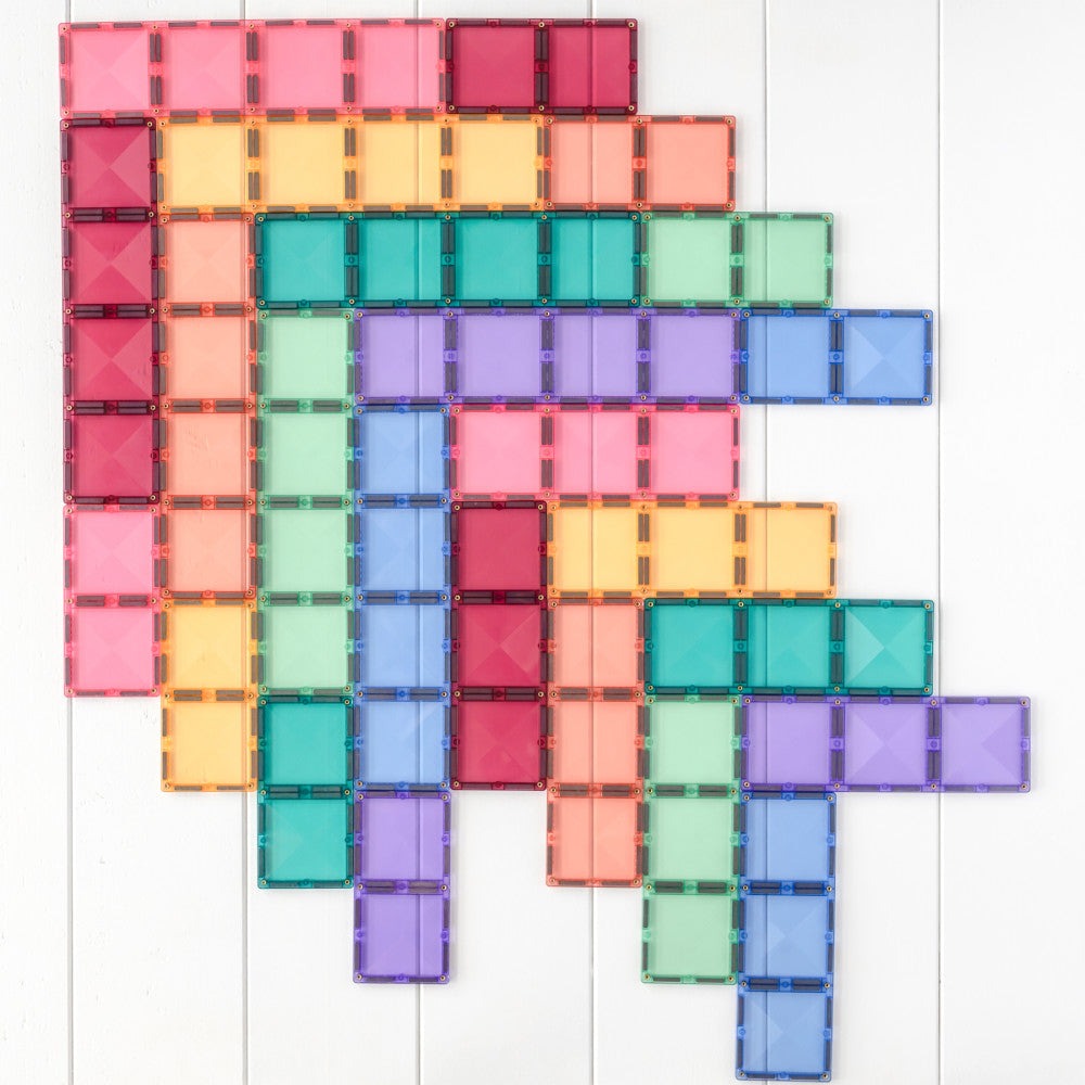 Connetix Magnetic Tiles Pastel Rectangle Set - 24 Piece Colorful Building Kit