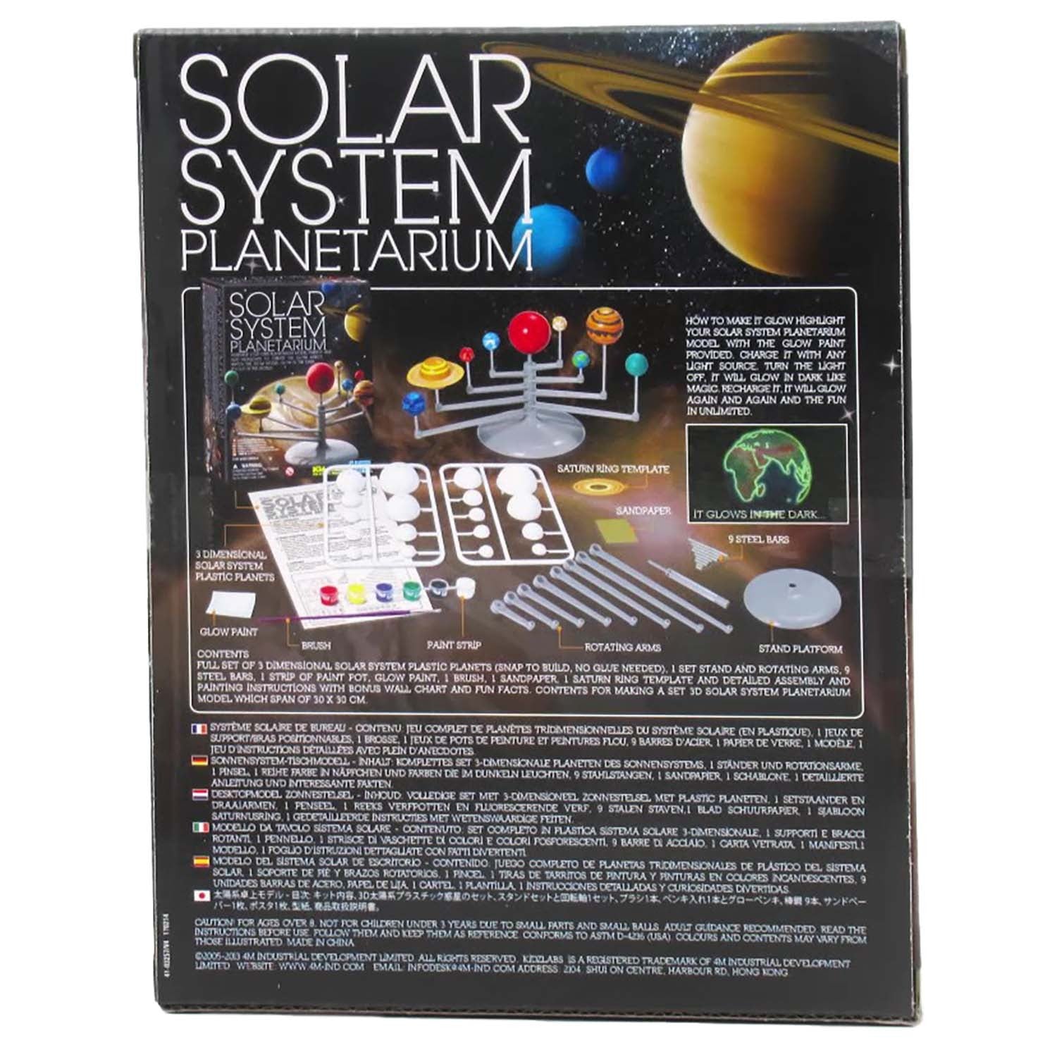 4M KidzLabs Solar System Planetarium Build And Paint Kit With Glow-In-The-Dark Feature