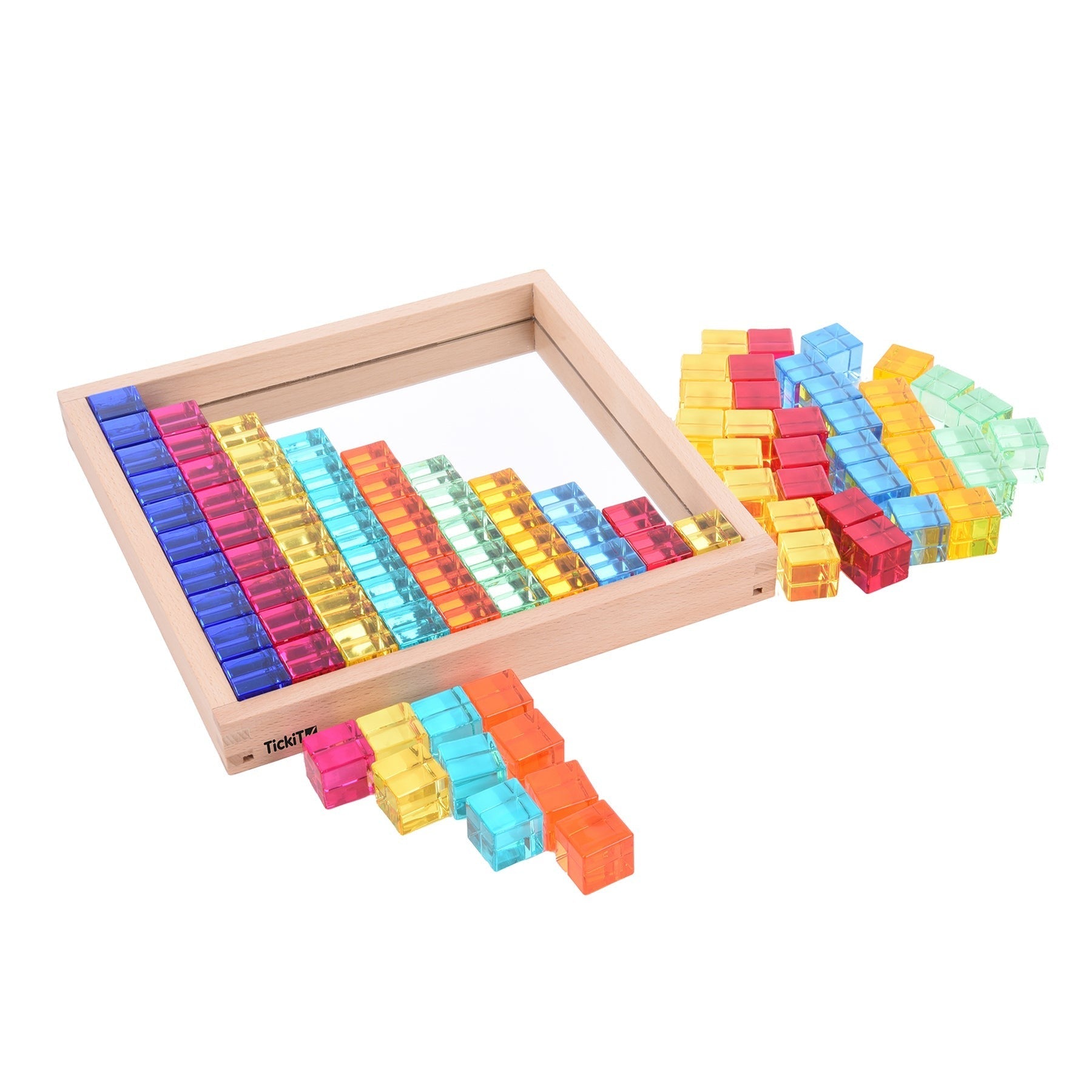 TickiT Gem Cube Mirror Tray - Colorful Sensory Exploration