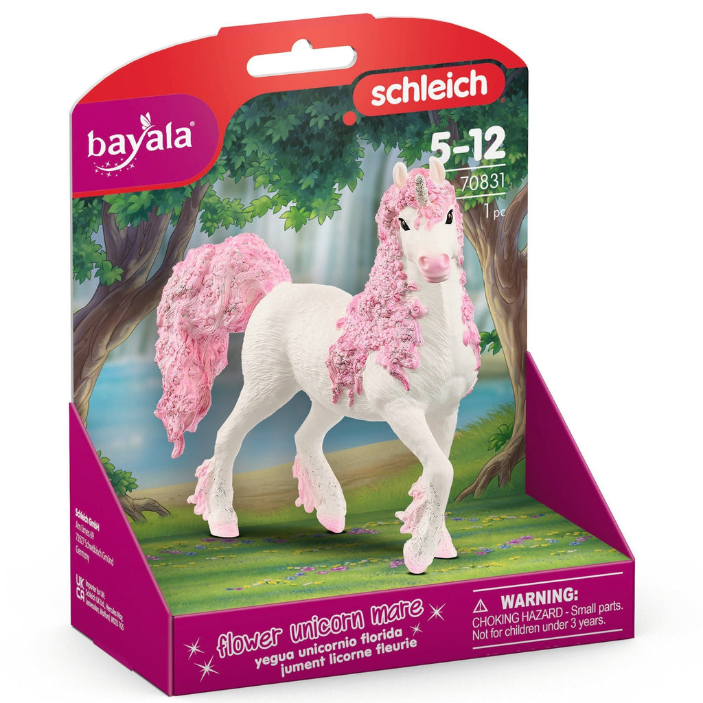 Schleich Bayala Flower Unicorn Mare 5.5-Inch Fantasy Figurine With Silver Glitter