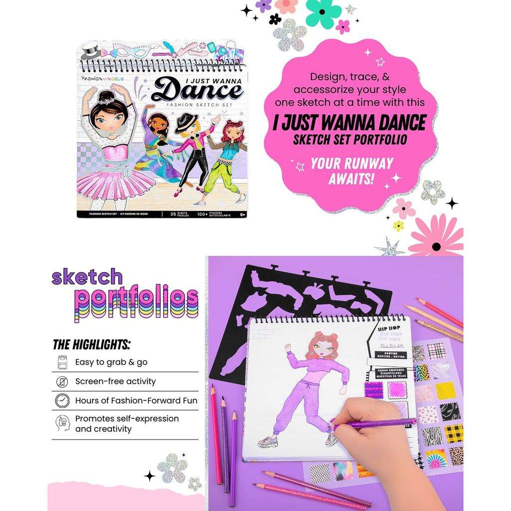 Fashion Angels I Just Wanna Dance Fashion Sketch Set With Stencils And Stickers