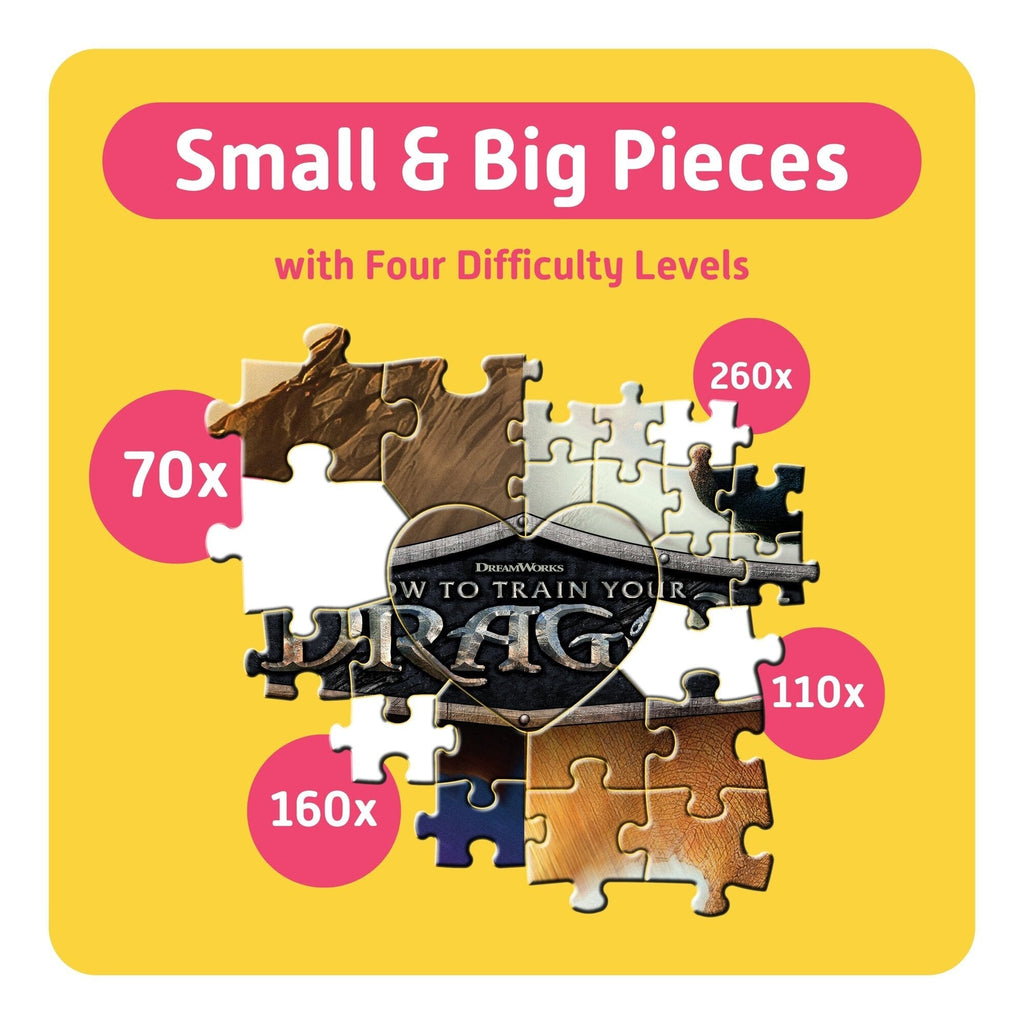 How to Train Your Dragon TeamPuzzle 600-Piece Puzzle, 4 Jigsaw Sections, 27x19"