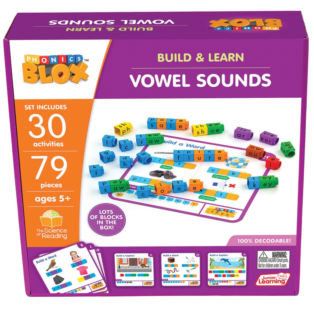 Junior Learning Rainbow Phonics Blox - Vowel Sounds Phase 5 - Educational Toy for Kids 5+