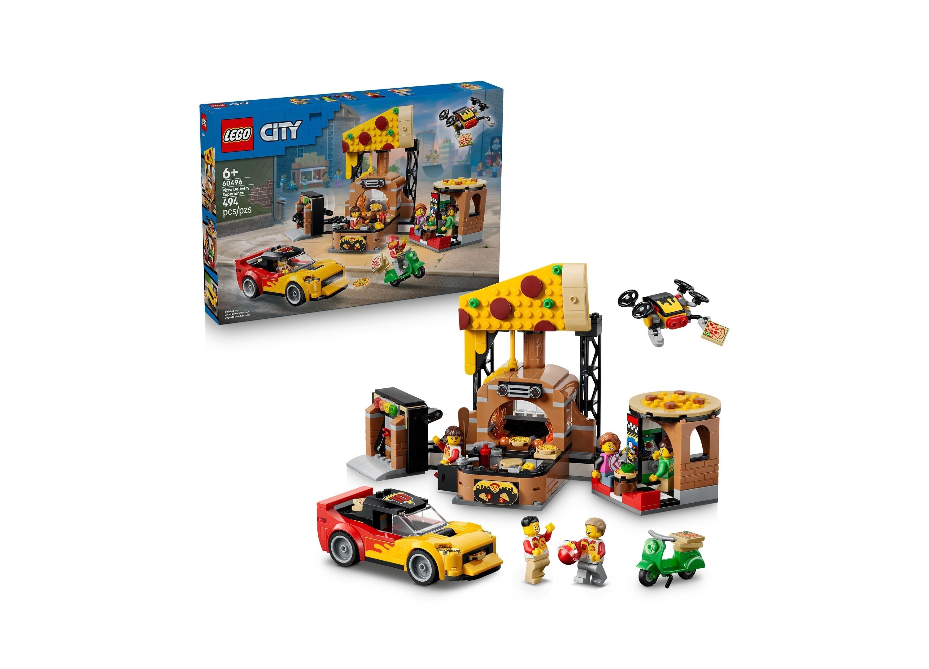 LEGO City Pizza Delivery Experience With Vehicles 494-Piece Building Set