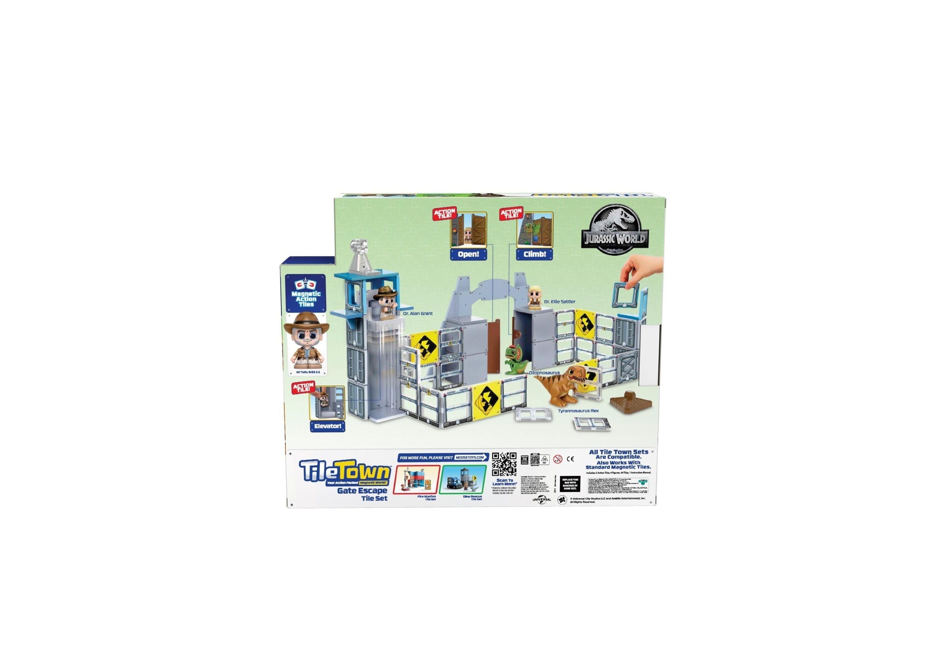 Tile Town Jurassic World Dino Escape Magnetic Tiles Playset, 69 Piece