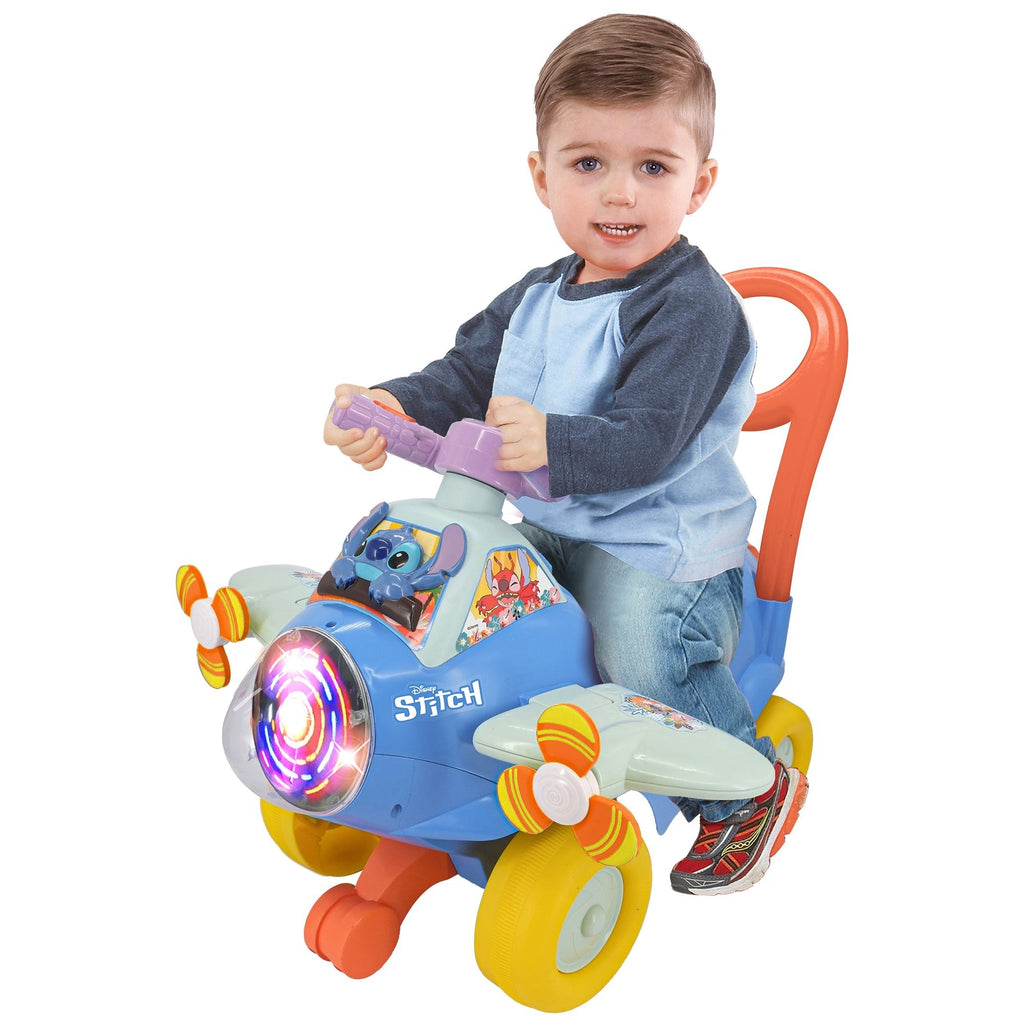Disney Stitch Spinning Light Plane Ride-On With Sounds And Push Handle
