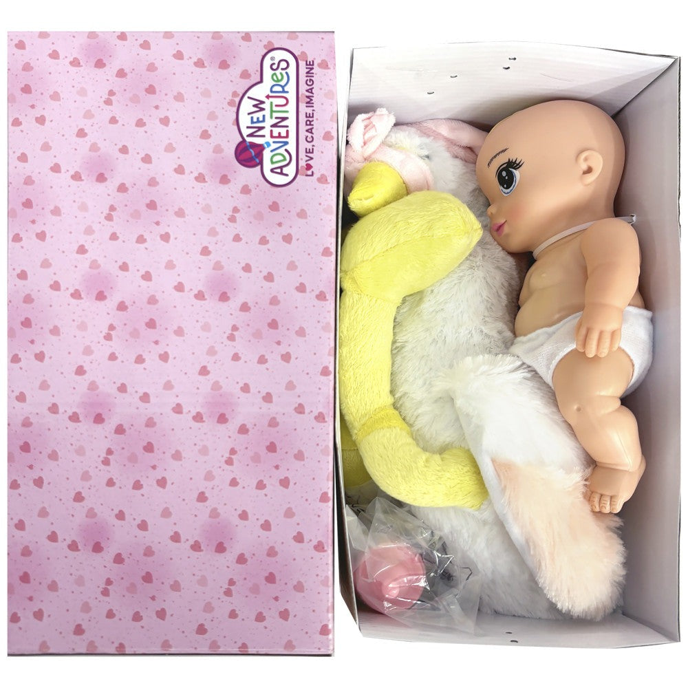 Magic Nursery 8-inch Special Delivery Set - Posable Newborn Baby Doll with Plush Stork, Pink