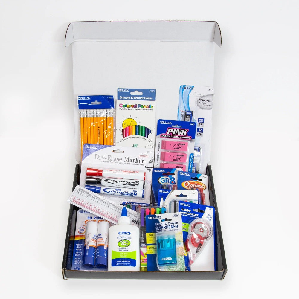 BAZIC Products Ultimate School Supply Kit, 66 Pieces for K-12 Students