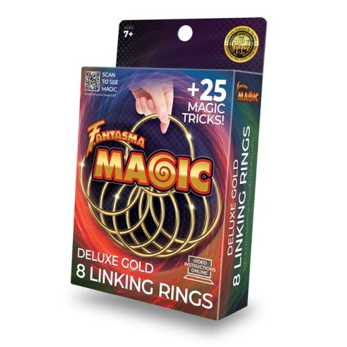 Enchanting Gold Metal Linking Rings Magic Trick Set with 25+ Illusions