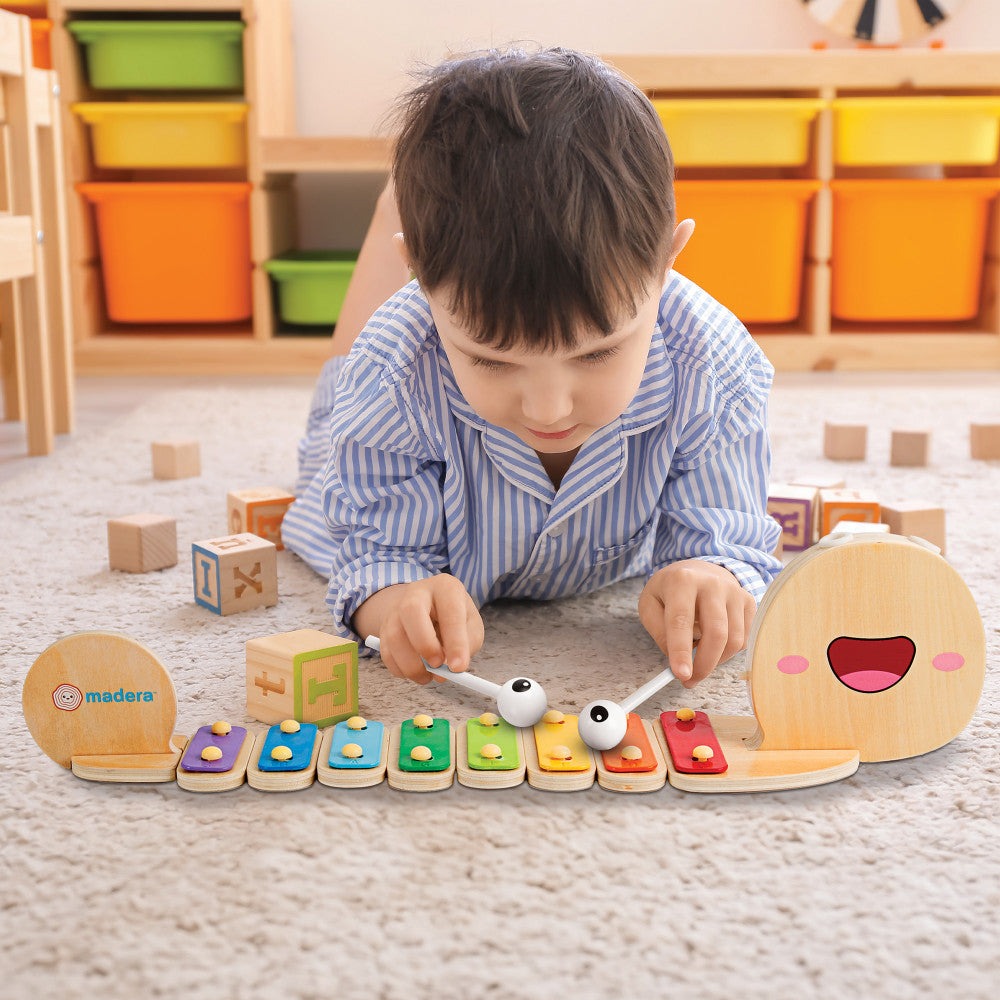 Madera Wood Snailyphone Multicolor Snail-Designed 8-Key Xylophone, for Kids Ages 3+