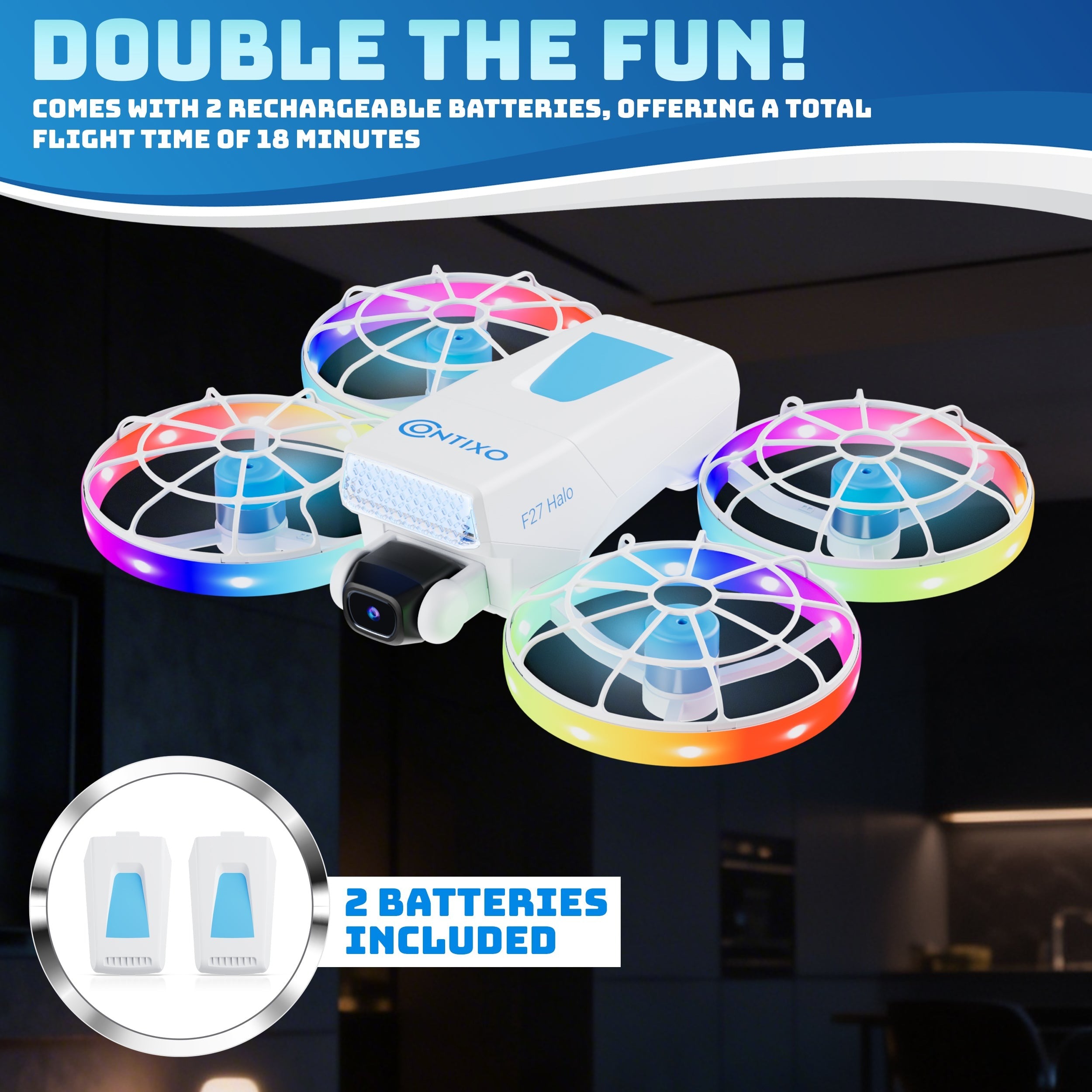 Contixo F27 Halo Mini Foldable Drone with 4.3" Screen Remote, HD Dual Camera 720P, 350 ft Range